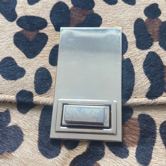 Express Vintage Oversized Leopard Print Pony Hair Clutch Purse - Picture 5 of 7